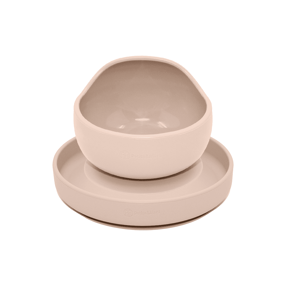 PETITE&MARS Set jídelní silikonový TAKE&MATCH talíř + miska Desert Sand 6m+ 2 ks