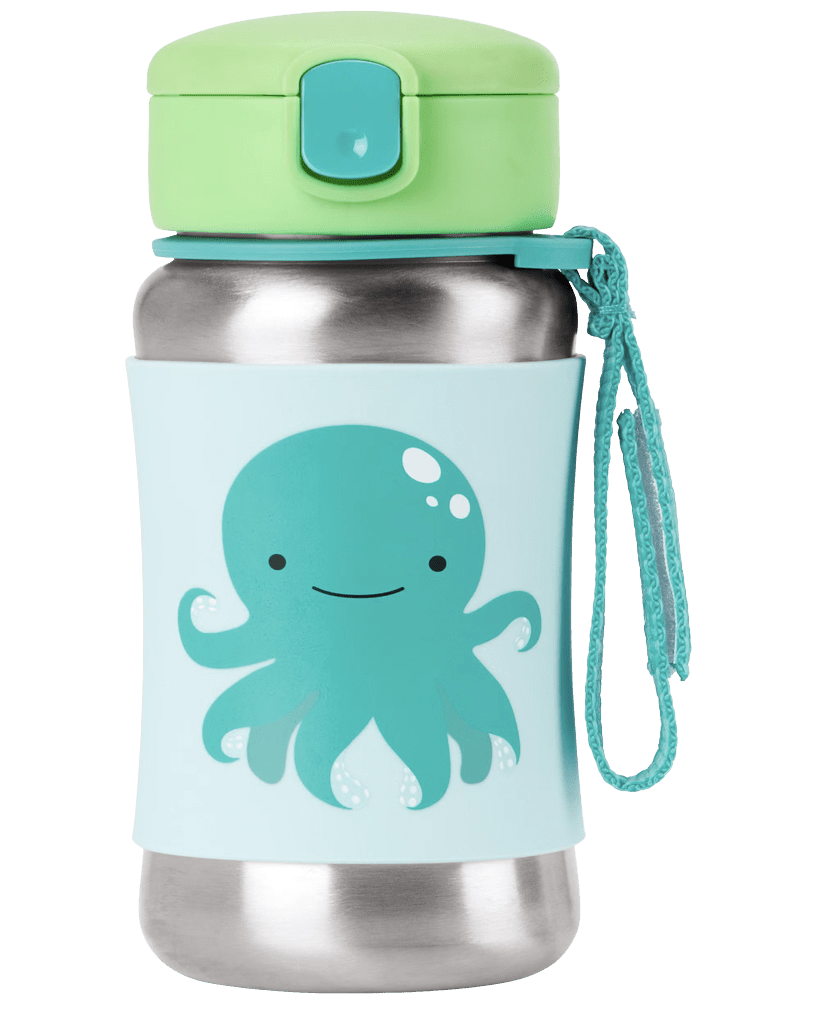 SKIP HOP Spark Style Láhev s brčkem na vodu nerez Chobotnice 12m+ 350 ml