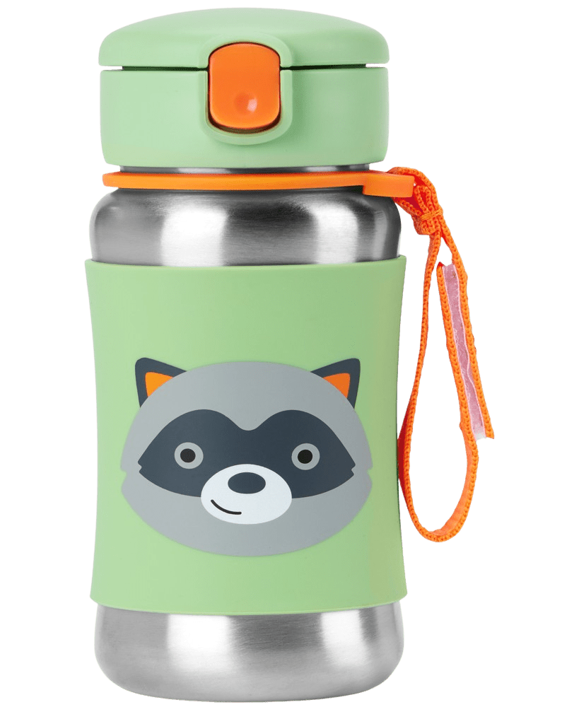 SKIP HOP Spark Style Láhev s brčkem na vodu nerez Medvídek mýval 12m+ 350 ml