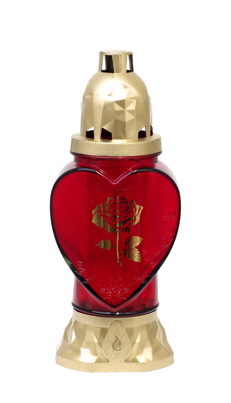 ZNICZPLAST Hřbitovní sklo 25,5cm svíčka vklad  ROSE pozlacená, mix