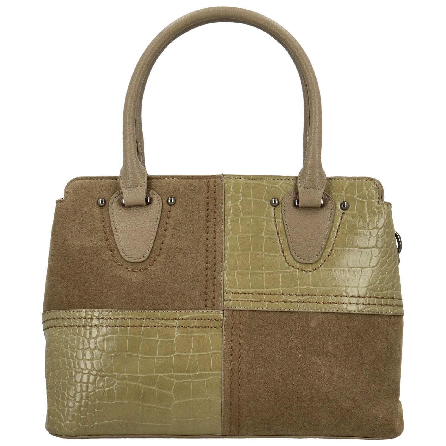 Módní dámská koženková kabelka do ruky Rosen, khaki