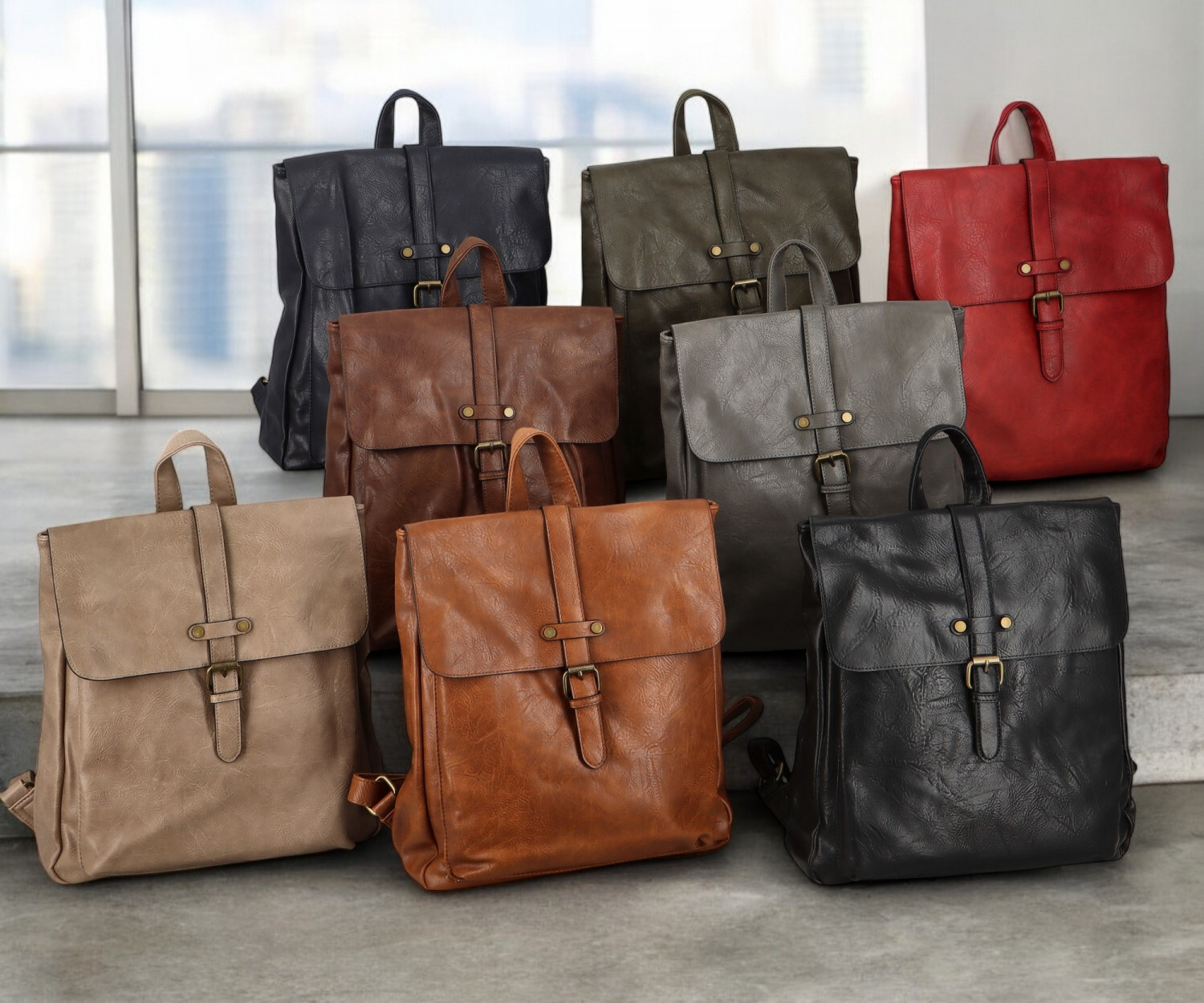 Trendy dámský koženkový batoh Edrian, tmavě šedý