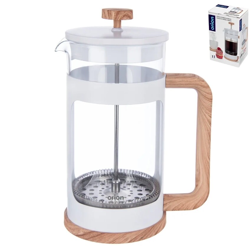 ORION Konvice french press 1000ml sklo/PH/nerez s filtrem  WHITELINE