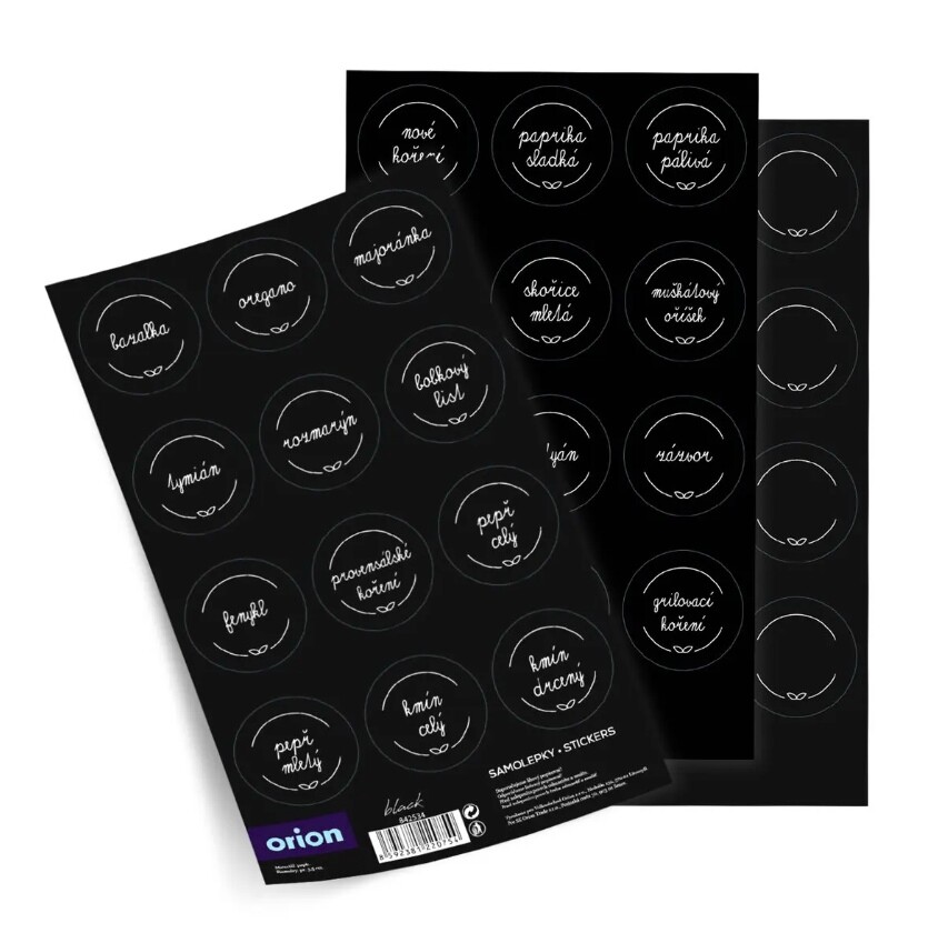 ORION Samolepky na kořenky BLACK mix 36 ks
