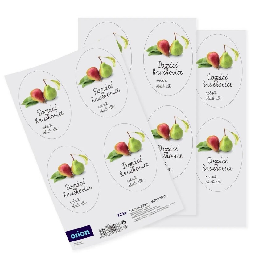 ORION Samolepky na láhve DOMÁCÍ HRUŠKOVICE 12ks