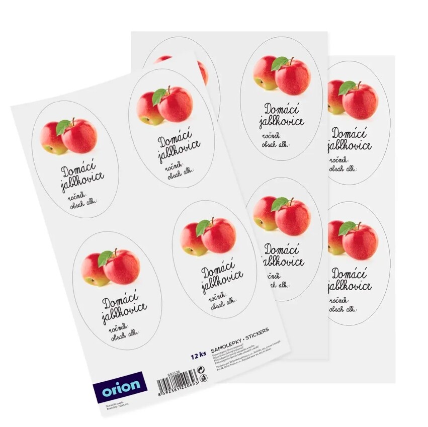 ORION Samolepky na láhve DOMÁCÍ JABLKOVICE 12ks