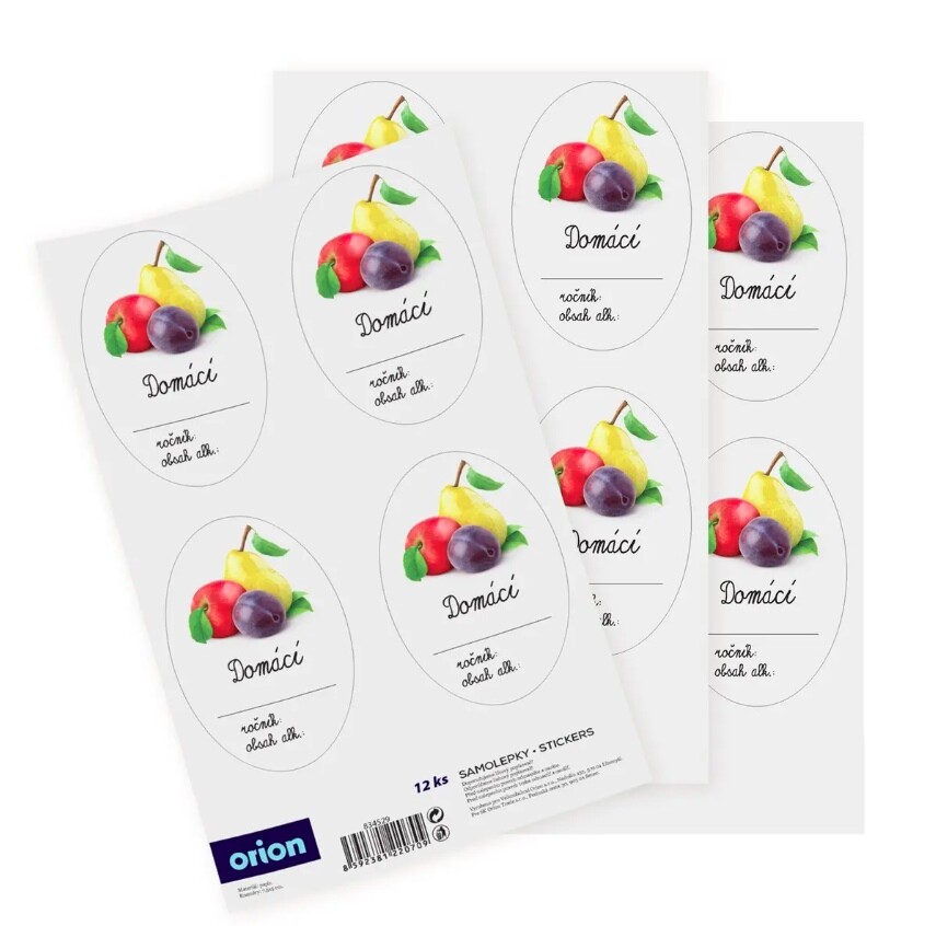 ORION Samolepky na láhve DOMÁCÍ PRÁZDNÉ 12ks