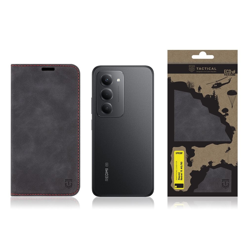 Flipové pouzdro Tactical Xproof pro Xiaomi Redmi 15 4G/5G, černá