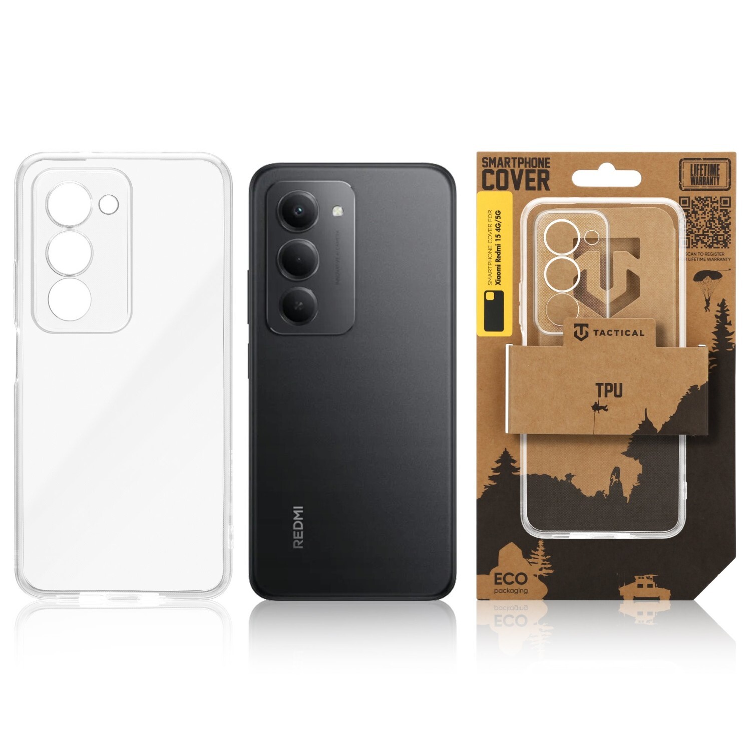 Zadní kryt Tactical TPU pro Xiaomi Redmi 15 4G/5G, transparentní