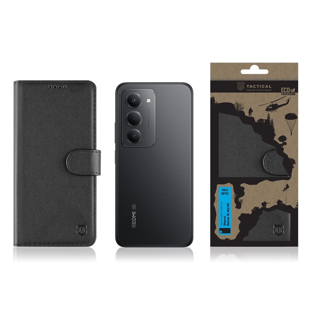 Flipové pouzdro Tactical Field Notes pro Xiaomi Redmi 15 4G/5G, černá