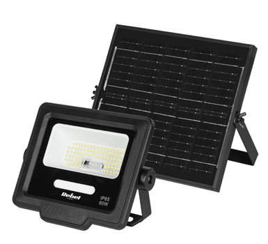 Solární reflektor REBEL URZ3626, 500lm, IP65, 6800K, 3,2 V, 4000mAh, 6W, černá