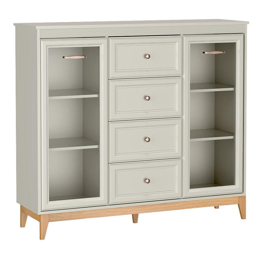 Nízká vitrína Windsor 7W kashmir/přírodní dub