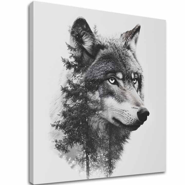 Obraz na plátně Vlčí pohled - moderní černobílý motiv
