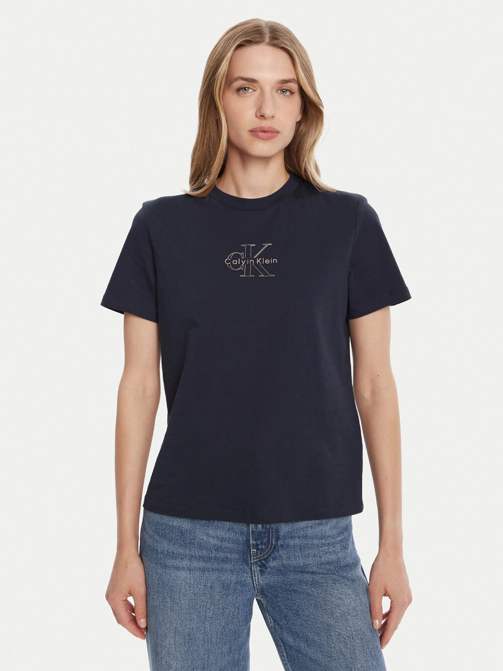 Calvin Klein dámské tmavě modré tričko LV047D873GVEK XS
