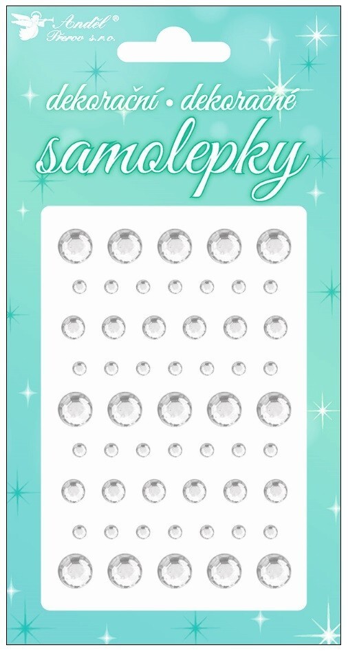 Anděl Dekorační samolepky - průhledné kamínky - 10 x 19 cm - 15006