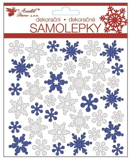 Anděl Samolepky z EVA pěny - vločky s glitry - 19 x 15 cm - 10374