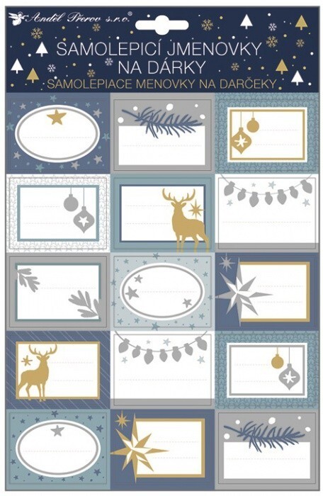 Anděl Samolepicí jmenovky na dárky s glitry - 15 ks - 10388