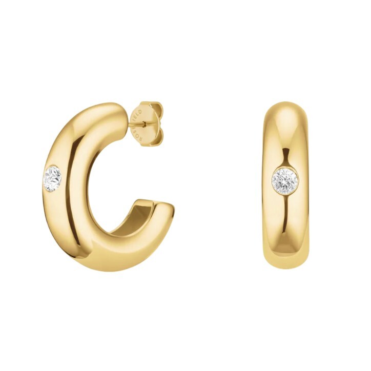 Rosefield Třpytivé pozlacené kruhy s krystalem Solitaire JEBCG-J1200