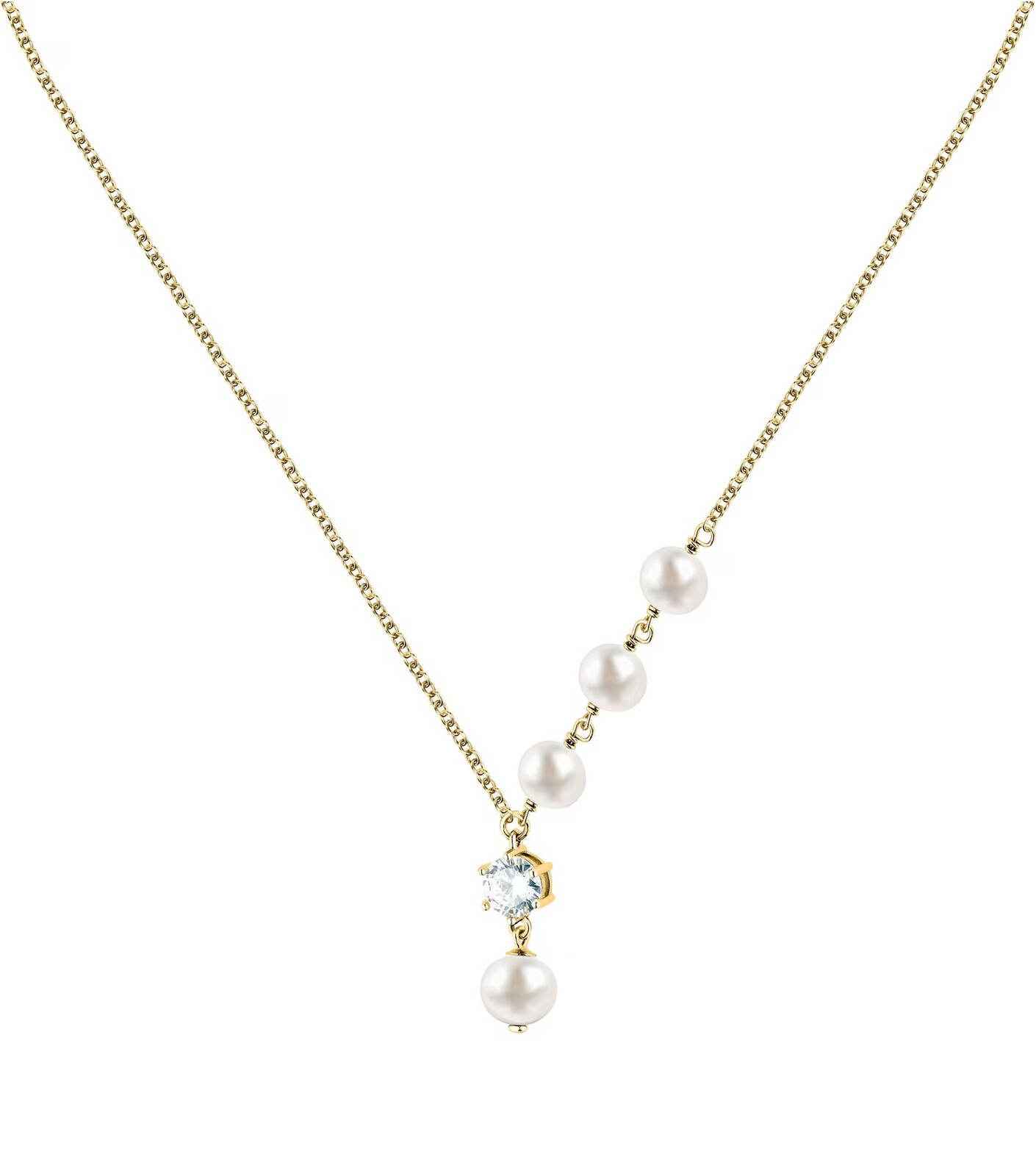 Morellato Elegantní náhrdelník s pravými perlami a zirkonem Perla SXU56