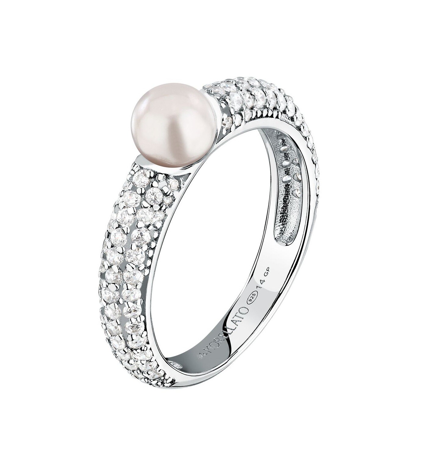 Morellato Stříbrný prsten s pravou perlou a zirkony Perla SXU500 54 mm