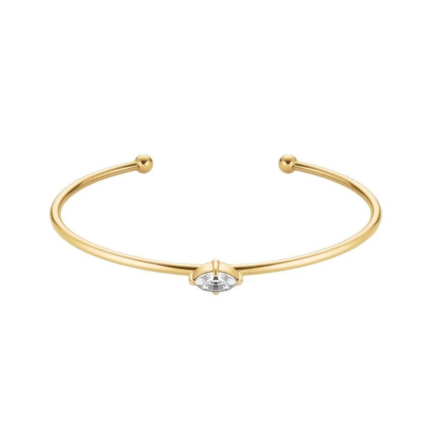 Rosefield Otevřený pevný náramek s čirým Swarovski krystalem JBCMG-J1240