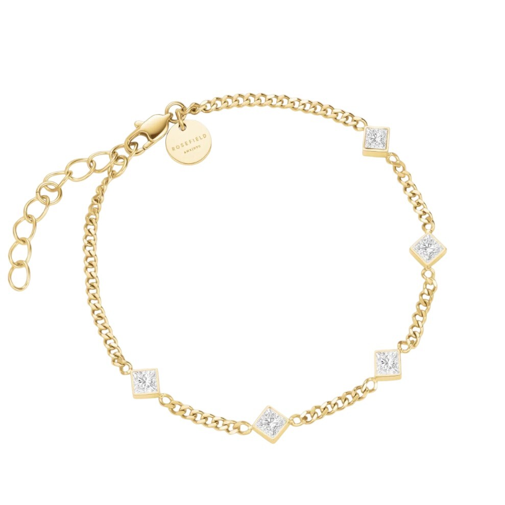 Rosefield Něžný pozlacený náramek s čirými krystaly JBCPG-J1172