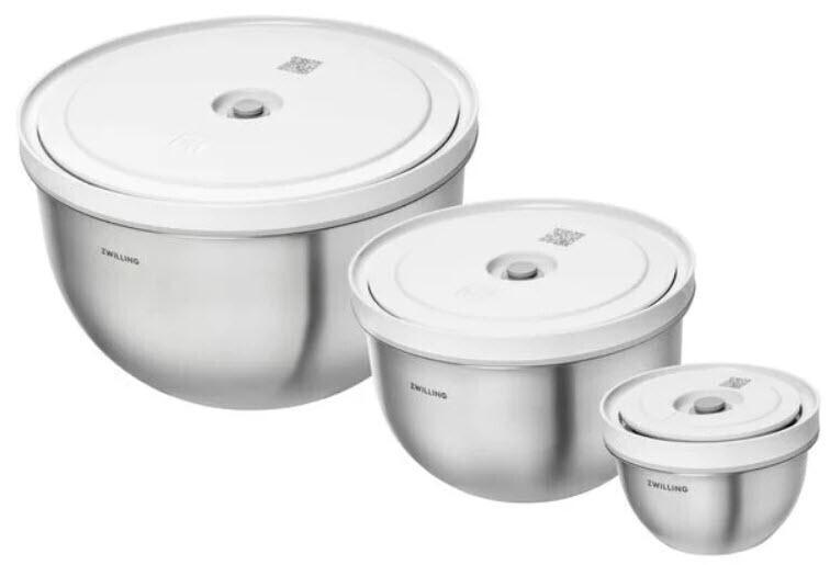 Zwilling sada vakuovacích nerezových mís s víčky Fresh & Save,12 / 18 / 24 cm, 3 ks 1031017