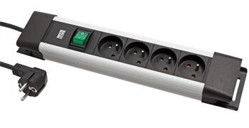 BACHMANN Vícenásobná zásuvka CONNECTUS, CEE7/7 - 4x zásuvka CZ, vypínač, 2m, šedá