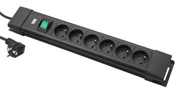 BACHMANN Vícenásobná zásuvka CONNECTUS, CEE7/7 - 6x zásuvka CZ, vypínač, 2m, černá