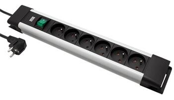 BACHMANN Vícenásobná zásuvka CONNECTUS, CEE7/7 - 6x zásuvka CZ, vypínač, 2m, šedá