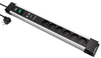 BACHMANN Vícenásobná zásuvka CONNECTUS, CEE7/7 - 6x zásuvka CZ, vypínač, přepěťová ochrana, 2m, šedá