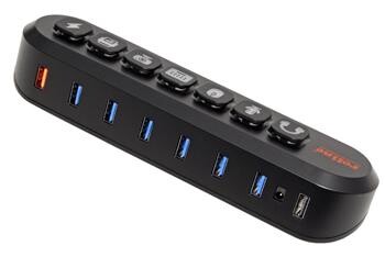 Roline USB 5Gbps Hub, 7x USB3.0 A(F), vypínače portů, výměnná tlačítka, se zdrojem