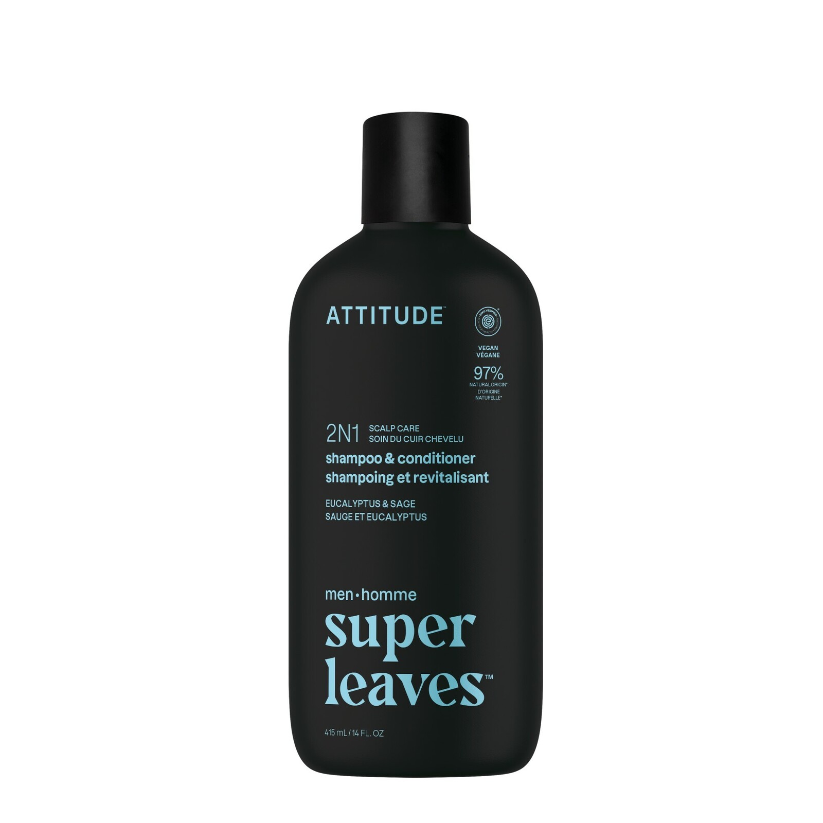 Attitude Pánský zklidňující šampon a kondicionér 2v1 Super Leaves Eukalyptus & Sage (Shampoo & Conditioner) 415 ml