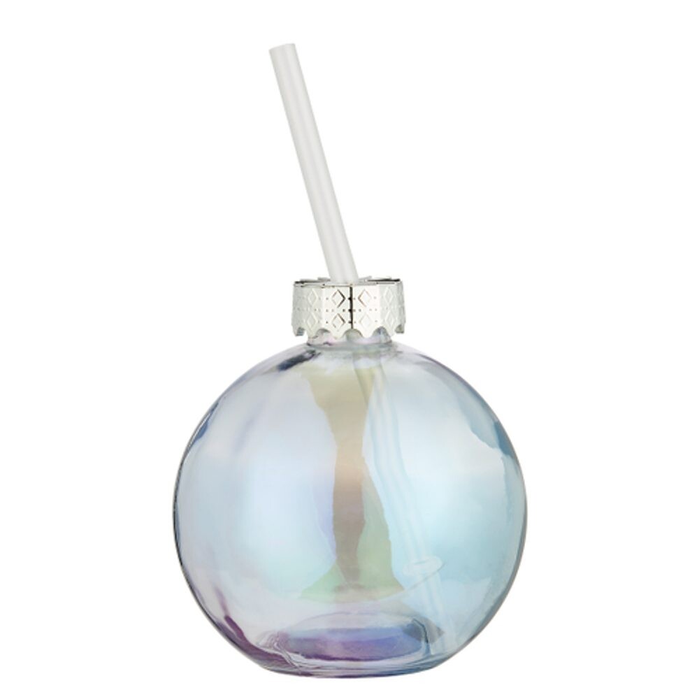 SANTA'S BUBBLE Skleněná koule s brčkem - perleťová