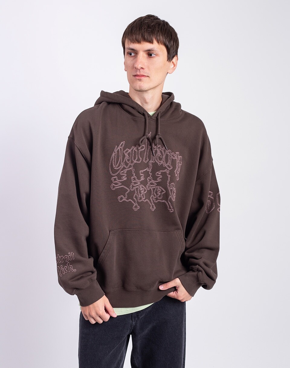 Carhartt WIP Hooded Hackwork Sweat Vitola/Glassy Pink M