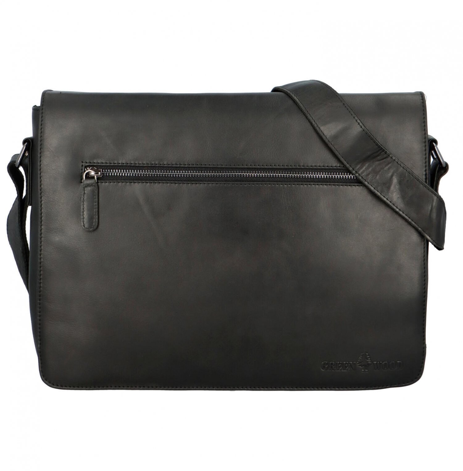 Pánská kožená pracovní taška černá - Green Wood Navar černá