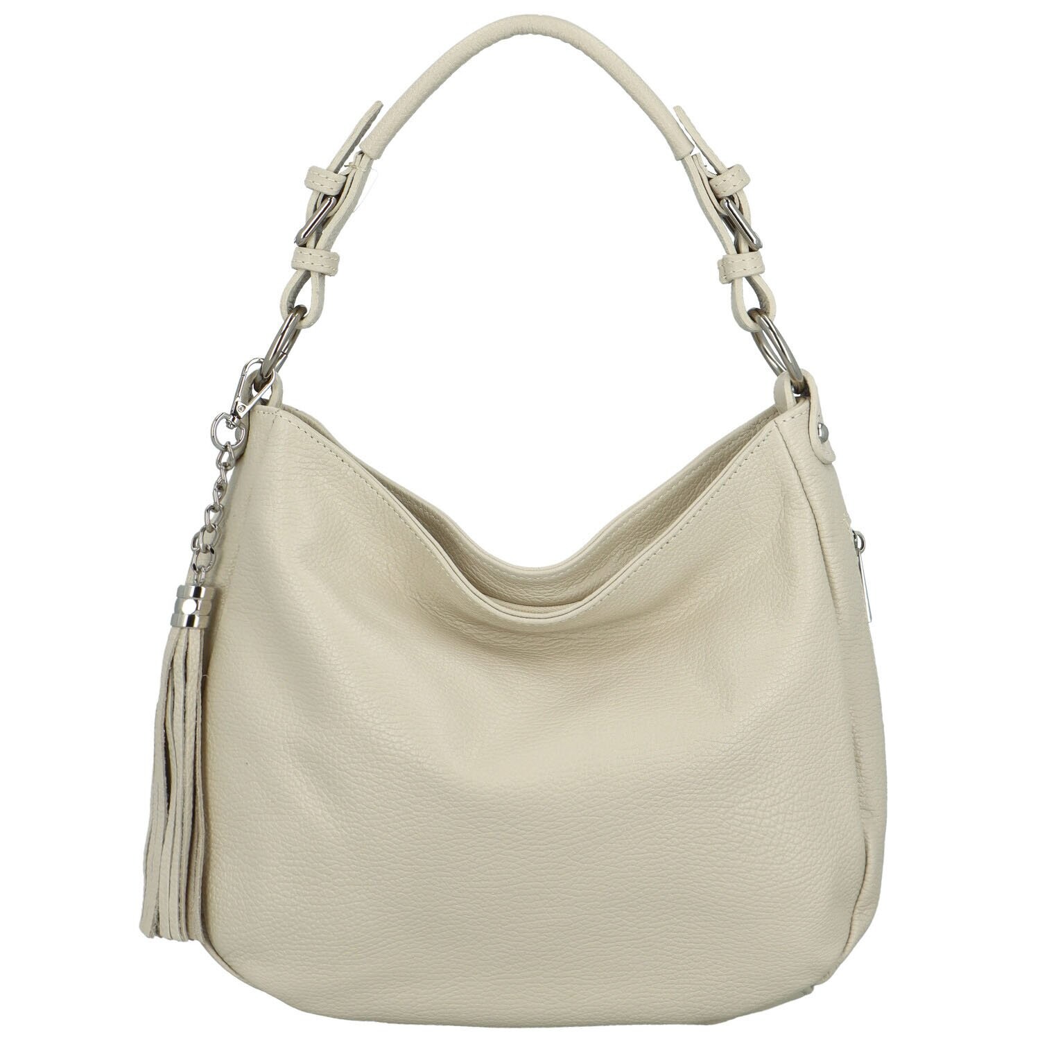 Luxusní dámská kožená kabelka přes rameno Euda, krémová