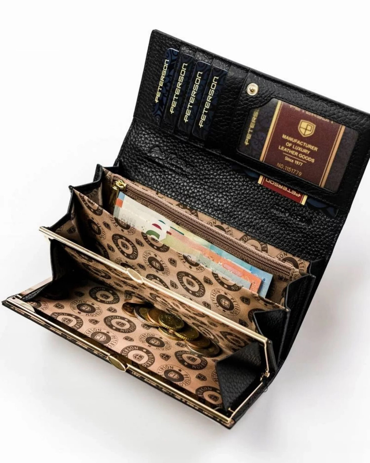 Stylová dámská kožená peněženka Peterson Ballqi, černá/had