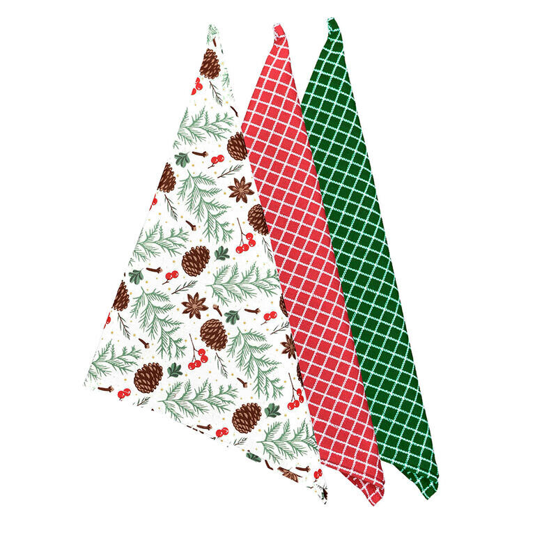 Bavlněné utěrky ŠIŠKY NA BÍLÉ 45 x 70 cm 3 ks