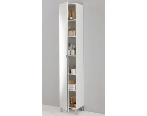 Úzká skříňka se zrcadlem a policemi Tarragona, bílá
