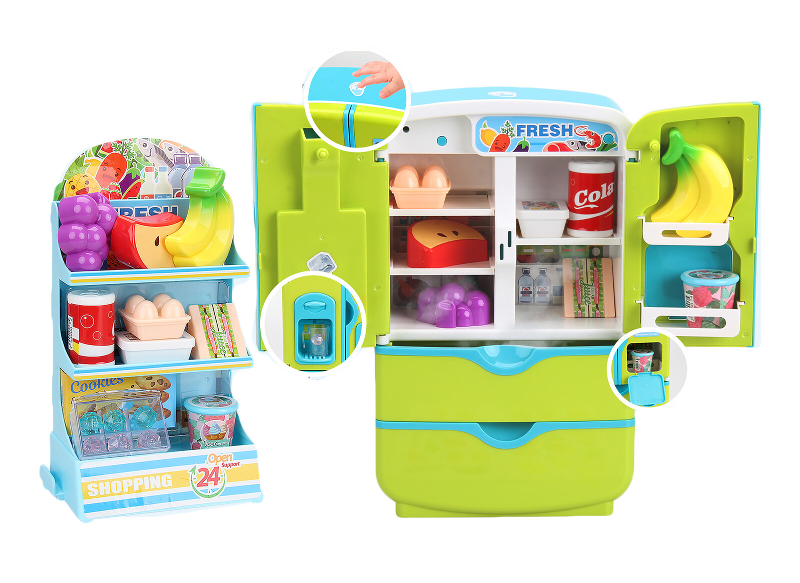 Lednička s regálem s potravinami s efekty 28cm