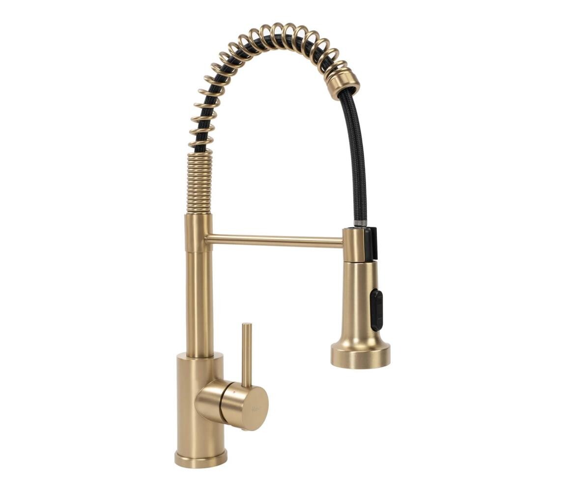 REA-B4821 - Dřezová baterie s vytahovací sprškou COLIN 42,5 cm broušená zlatá REA-B4821