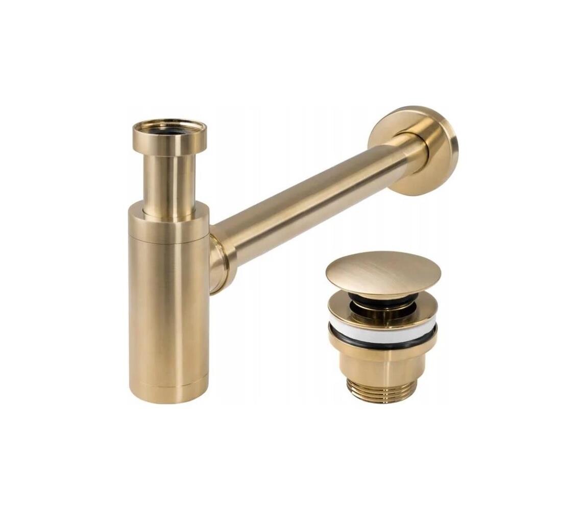 REA-A8586 - Umyvadlový sifon s výpustí CLICK-CLACK broušená zlatá REA-A8586
