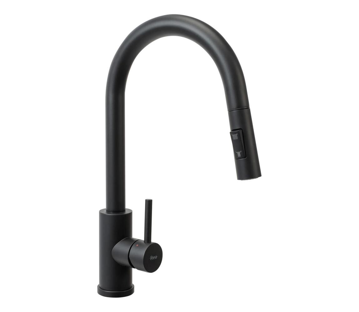 REA-B9147 - Dřezová baterie s vytahovací sprškou FRESH 39,5 cm matná černá REA-B9147
