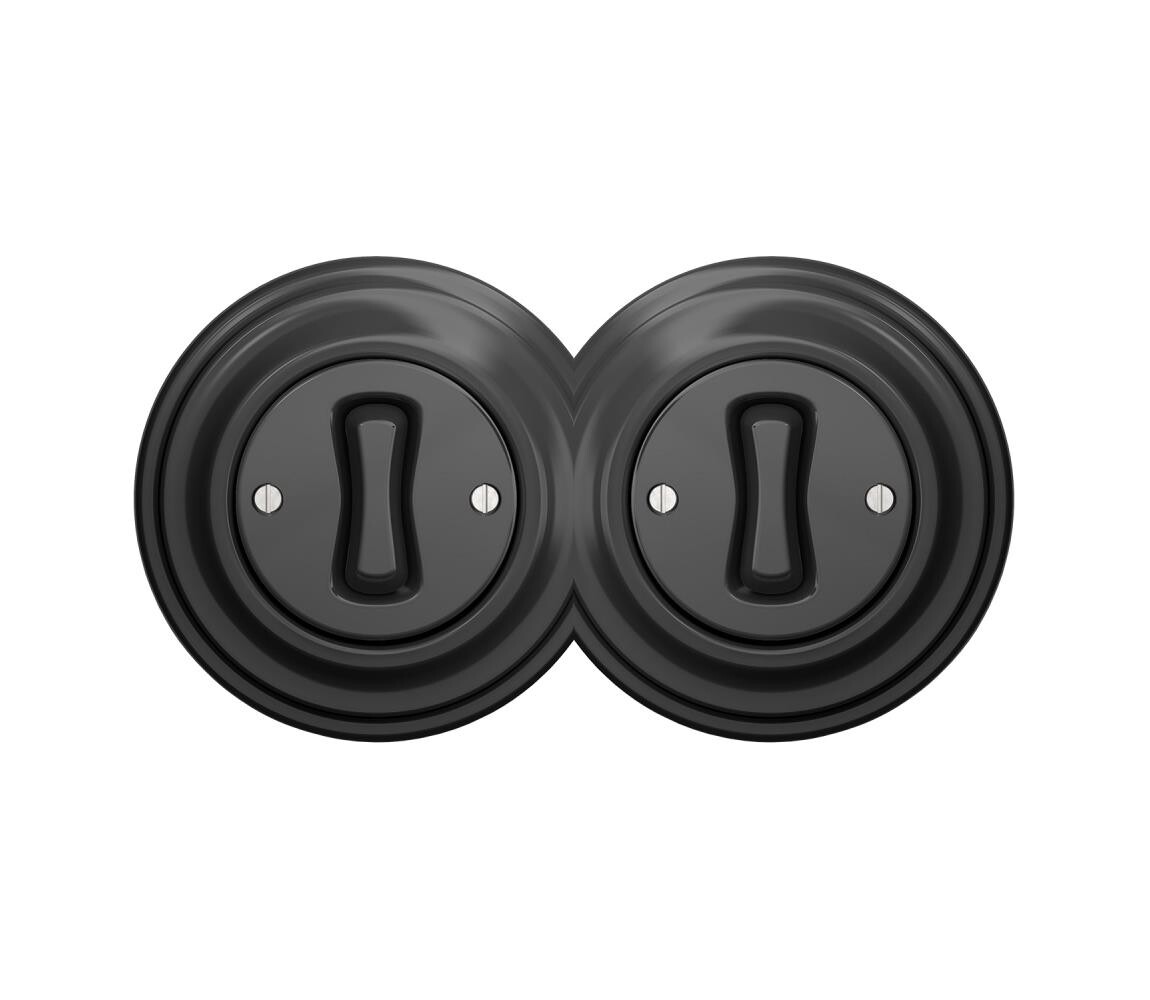 lap - Dvojitý retro jednopólový vypínač s rámečkem č. 1 antracit 2xKA0044+2xKA0037