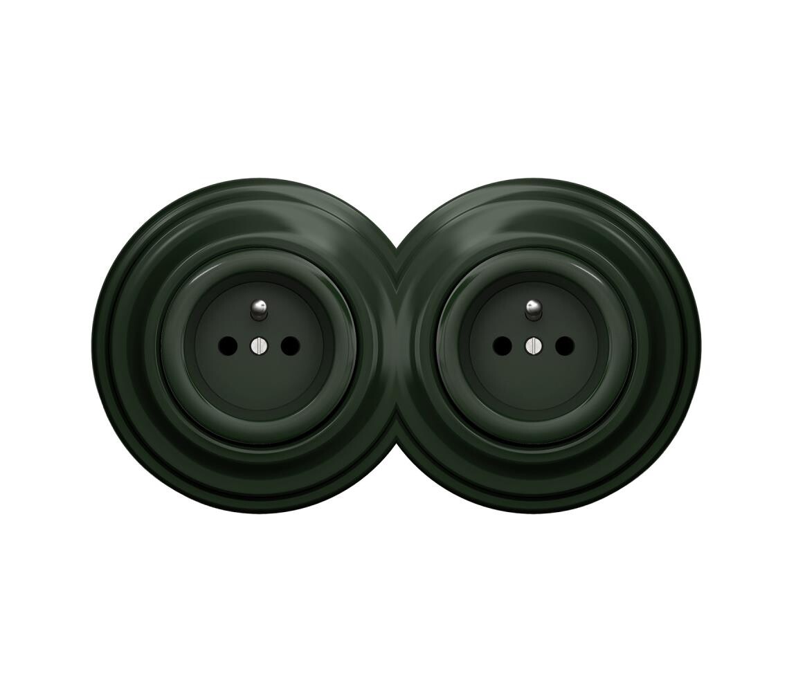 lap - Dvojitá retro zásuvka s rámečkem 230V zelená 2xKA0062+2xKA0060