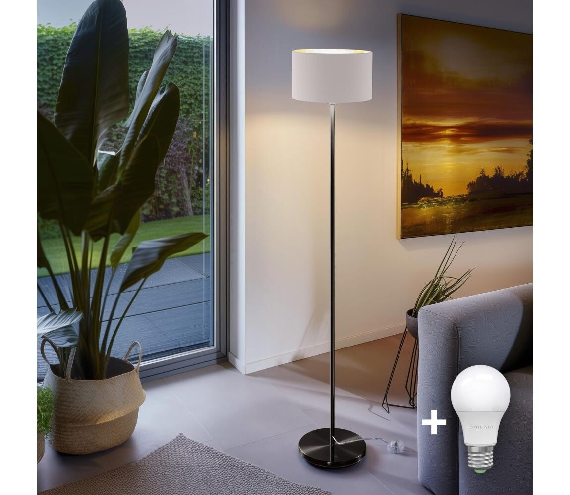 LED Stojací lampa TUNJA 1xE27/20W/230V pr. 30 cm černá/bílá 1xSA2187+1xEG32487