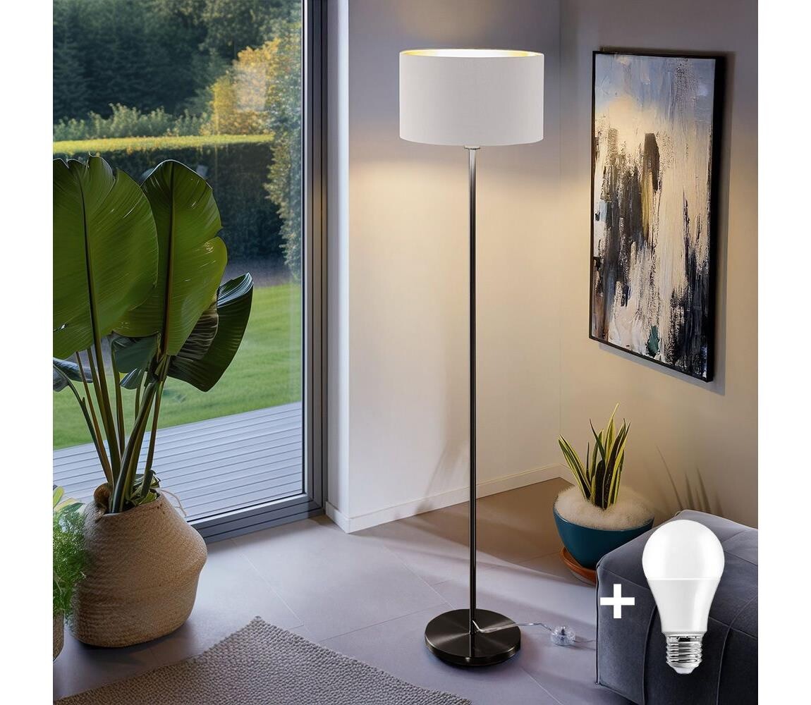 LED Stojací lampa TUNJA 1xE27/20W/230V pr. 38 cm černá/bílá 1xSA2187+1xEG32482