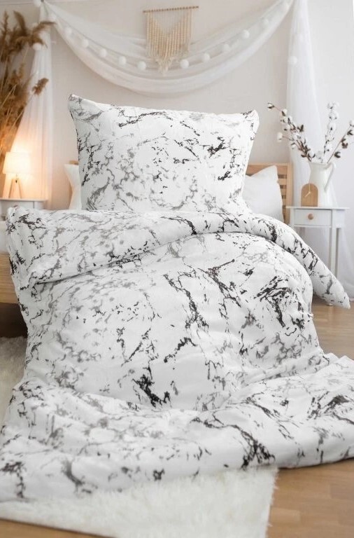 Jerry Fabrics Povlečení mikroflanel 140x200 + 70x90 cm - Mramor bílý