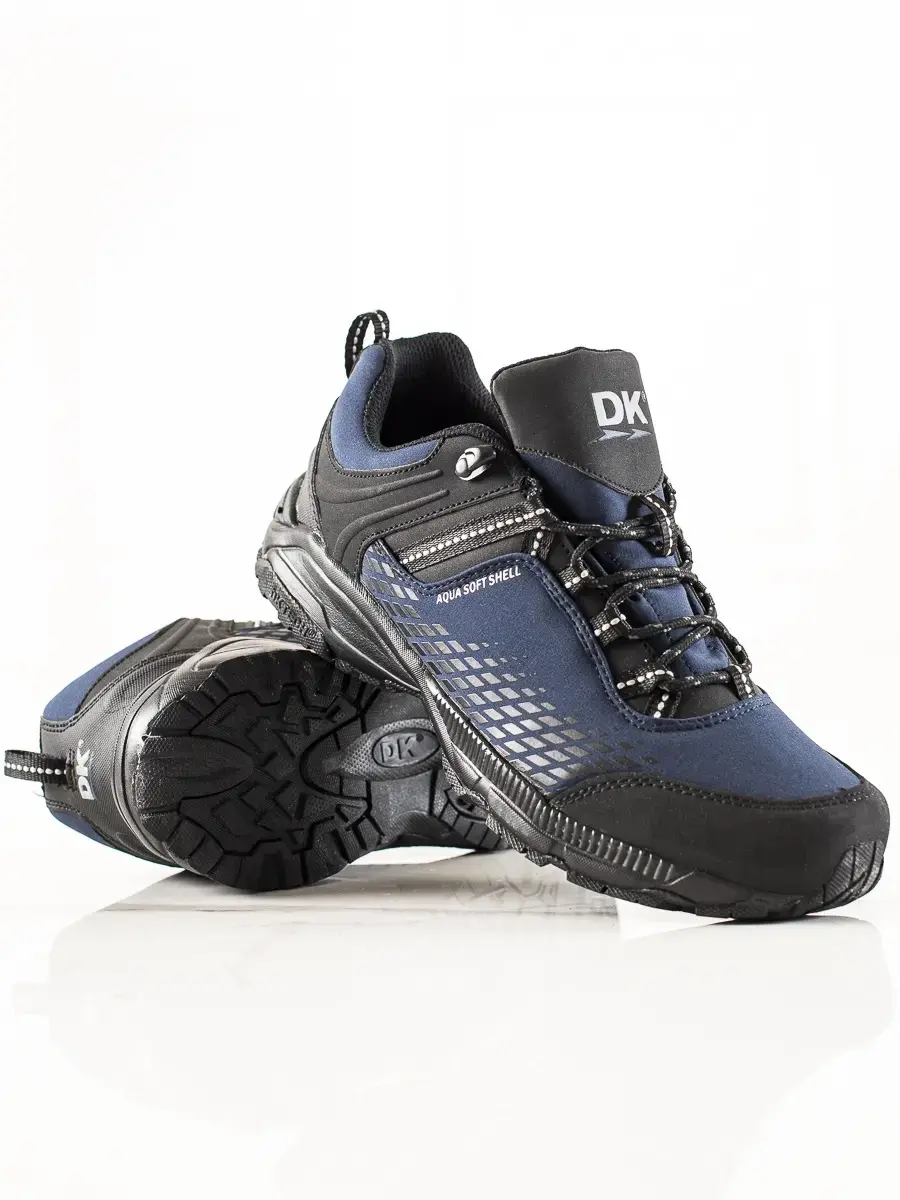 Trendy tmavě modré trekingové boty pánské bez podpatku